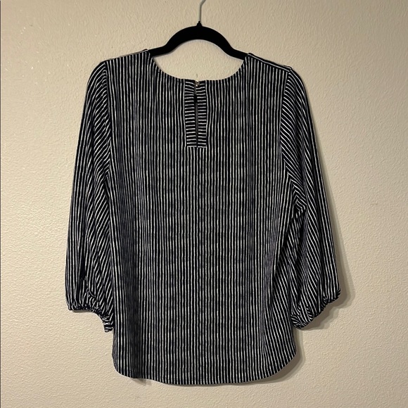 Adrianna Papell Navy and White Striped Blouse - Picture 2 of 5